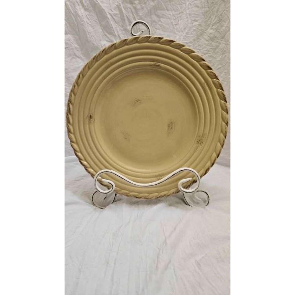 Vintage Artimino Tuscan Countryside Cream Stoneware Handcrafted Dinner Plate